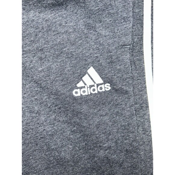 Adidas Pants Mens Medium Gray Essentials 3‎ Stripes Open Hem Fleece Sweatpants - Picture 3 of 6
